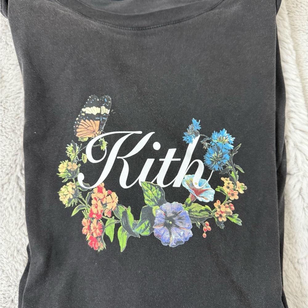 Kith Black Short Sleeve Tee with Floral Design